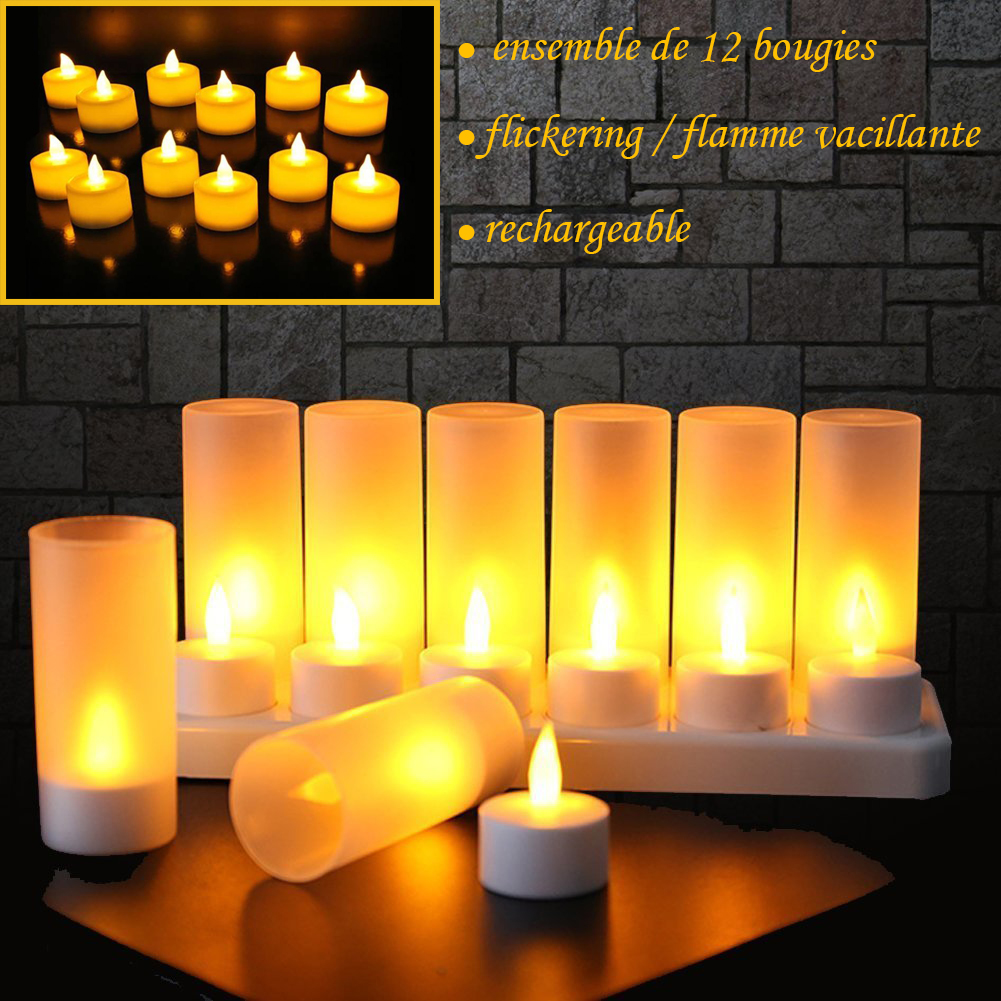Bougie De Table Rechargeable Tenderflame Tulip 18 - Glaçage Réactif Ambre - Flamme Propre 4-5h