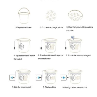 2 in 1 USB Ultrasonic Turbine Spin Dryer Laundry Washer Sooncor Mini Washing Machine Black & White 