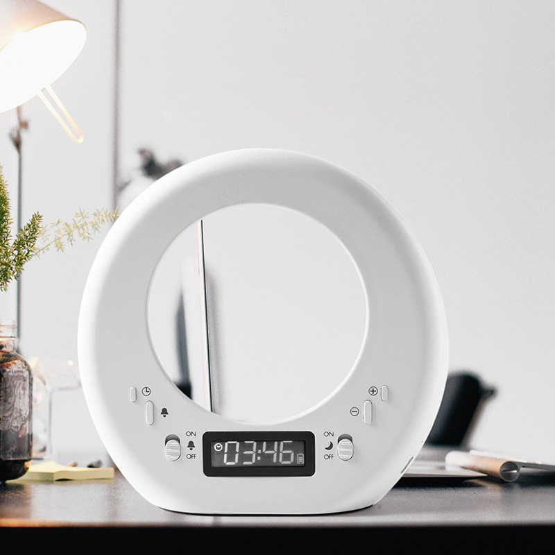 Details about   Moon Wake Up Light Alarm Clock 14 LED with Song Time display Table Desk Clock 
